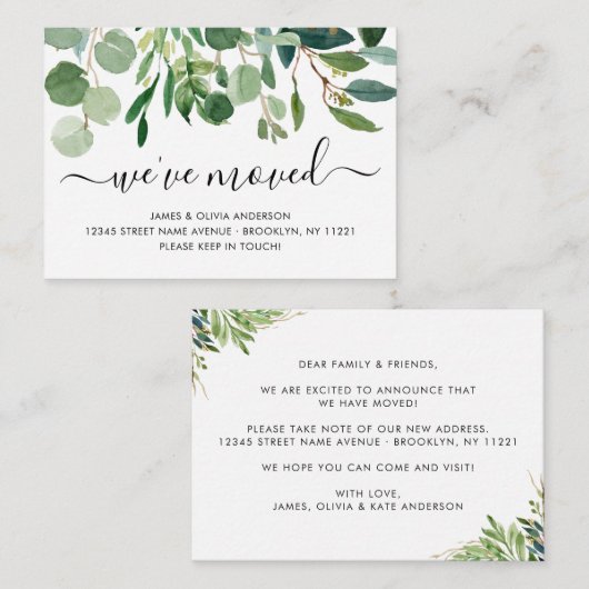 バジェットリーフ引っ越しました新しいホームムービングカード ノートカード (正面/裏面)