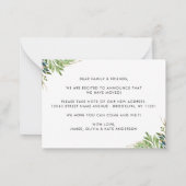 バジェットリーフ引っ越しました新しいホームムービングカード ノートカード (裏面)