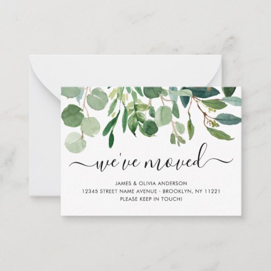 バジェットリーフ引っ越しました新しいホームムービングカード ノートカード (正面)