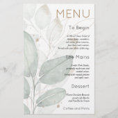バジェットリーフ水彩セージ結婚のメニュー (正面)