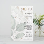 バジェットリーフ水彩セージ結婚のメニュー (スタンド正面)