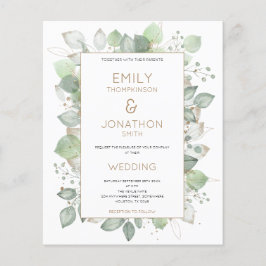 バジェットリーフ縁ど金ゴールドセージ結婚式招待状