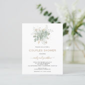 バジェットリーフ金ゴールドセージのカップルのシャワー招待状 (スタンド正面)