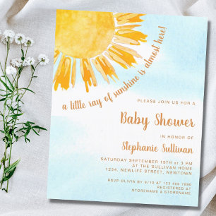 バジェットレイオブサンシャインボホベイビーシャワー招待状