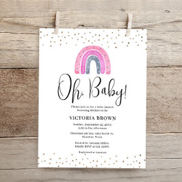 バジェットレインボーガールベビーシャワー招待状