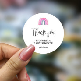 バジェットレインボーガールベビーシャワー ラウンドシール
