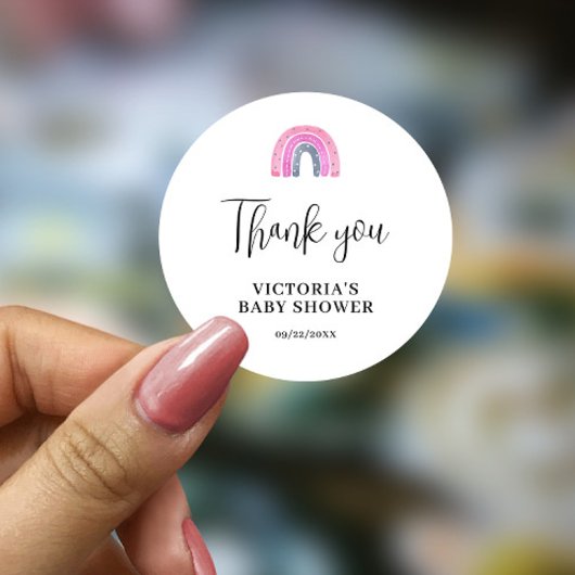 バジェットレインボーガールベビーシャワー ラウンドシール