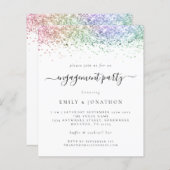 バジェットレインボーグリッタースクリプト婚約招待状 (正面/裏面)