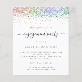 バジェットレインボーグリッタースクリプト婚約招待状