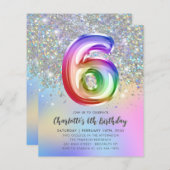 バジェットレインボーグリッターフォイルバルーン6th誕生日 (正面/裏面)