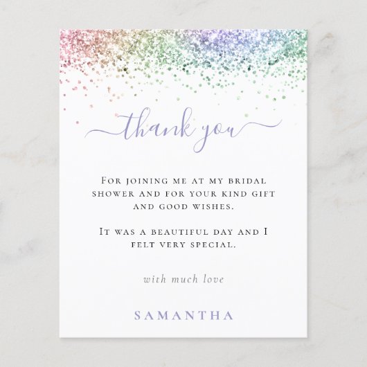 バジェットレインボーグリッターフォトブライダルシャワー感謝してい (正面)
