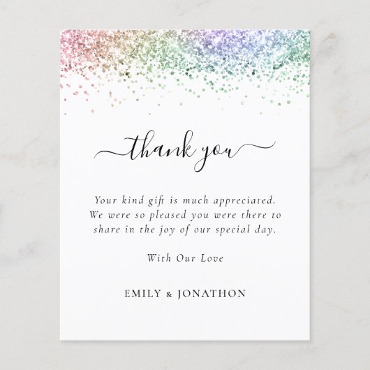 バジェットレインボーグリッター写真結婚の感謝の気持ち (正面)