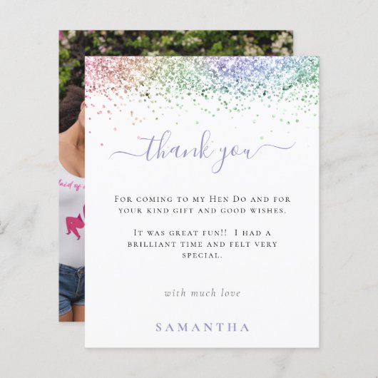 バジェットレインボーグリッター写真Henありがとう (正面/裏面)