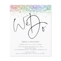 バジェットレインボーグリッター我々はQR結婚式の招待をする