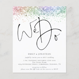 バジェットレインボーグリッター我々はQR結婚式の招待をする