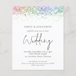 バジェットレインボーグリッターQRコードウェディング招待