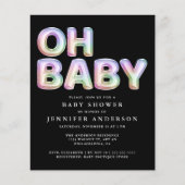 バジェットレインボーバルーン赤ちゃんシャワー招待状 (正面)