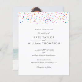 バジェットレインボー紙吹雪フォト結婚式招待状