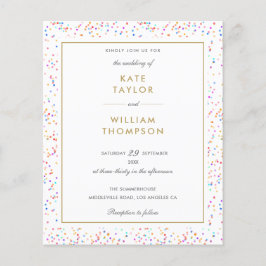 バジェットレインボー紙吹雪フォト結婚式招待状