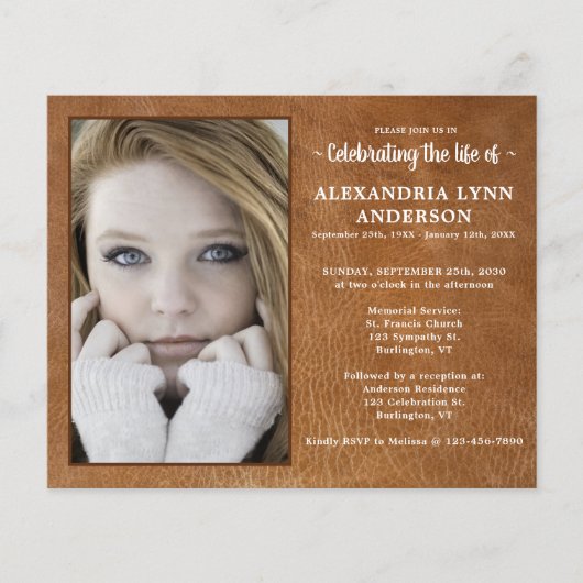 バジェットレザーお祝いオブライフ招待状 (正面)