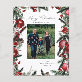 バジェットレッドオーナメント&パインメリークリスマスフォト チラシ