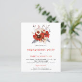 バジェットレッドクリーム花模様婚約パーティ招待状 (スタンド正面)