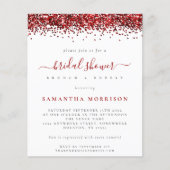 バジェットレッドグリッターブライダルシャワー招待 (正面)