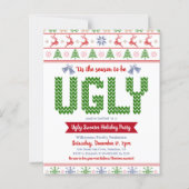 バジェットレッドグリーン醜いセーターホリデーパーティー招待状 (正面)