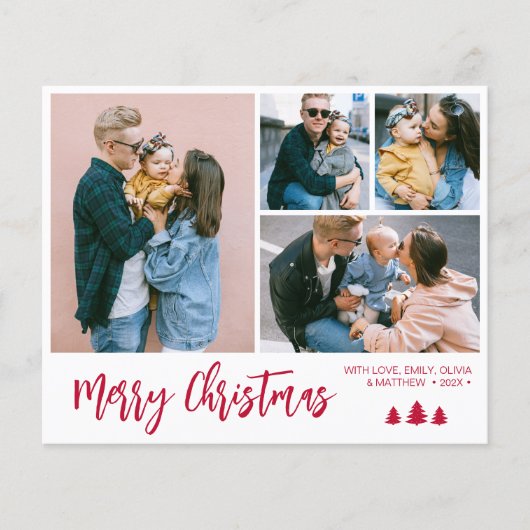 バジェットレッドスクリプトコラージパインクリスマスホリデー チラシ (正面)