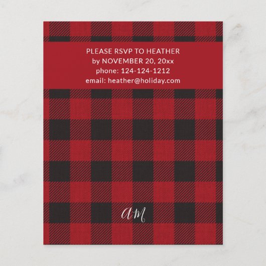 バジェットレッドバッファロープレイドフランネルクリスマスパーティー チラシ (裏面)