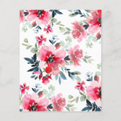 バジェットレッドフラワーズブライダルシャワー招待 (裏面)