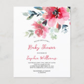 バジェットレッドフラワーズベビーシャワー招待状 (正面)