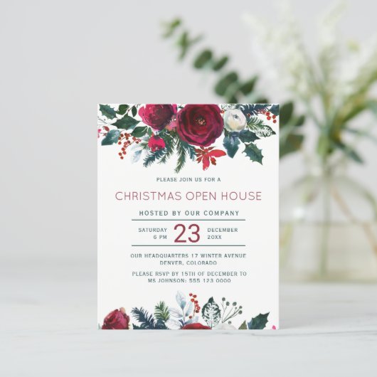 バジェットレッドフローラクリスマスオープンハウス招待状 (スタンド正面)
