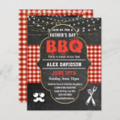 バジェットレッドプレイドファーザーズデイBBQパーティの招待状 (正面/裏面)