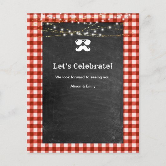 バジェットレッドプレイドファーザーズデイBBQパーティの招待状 (裏面)