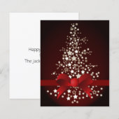 バジェットレッドホワイトクリスマスツリーホリデーカード (正面/裏面)