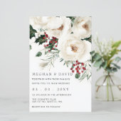 バジェットレッドホワイトクリスマス結婚式招待状 (スタンド正面)