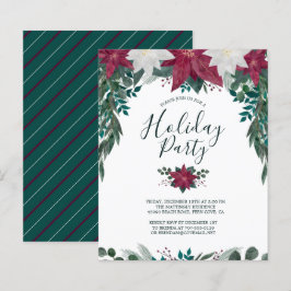 バジェットレッドホワイトポインセティアスホリデーパーティー招待状