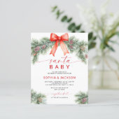 バジェットレッドボウクリスマスサンタベビーシャワー招待状 (スタンド正面)