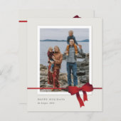 バジェットレッドボウフォトクリスマスホリデーカード (正面/裏面)