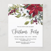 バジェットレッドポインセティアクリスマスパーティの招待状 (正面)