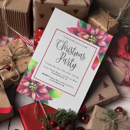 バジェットレッドポインセティアクリスマスパーティの招待状