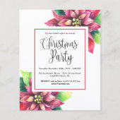 バジェットレッドポインセティアクリスマスパーティの招待状 (正面)