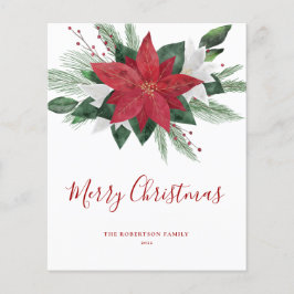 バジェットレッドポインセティアクリスマスホリデーカード
