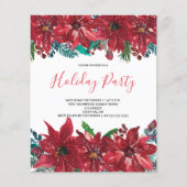 バジェットレッドポインセティアホリデーパーティー招待状 (正面)