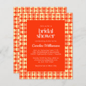 バジェットレッドレトロミッドセンチュリーブライダルシャワー招待状 (正面/裏面)