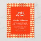 バジェットレッドレトロミッドセンチュリーブライダルシャワー招待状 (正面)