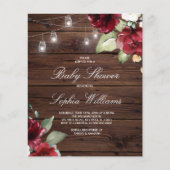 バジェットレッドローズフラワーベビーシャワー招待状 (正面)