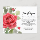 バジェットレッドローズ悔やみや弔慰葬儀サンキューカード (正面)