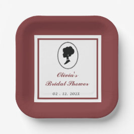 バジェットレッドローズ花模様ブリジェルトンブライダルシャワー ペーパープレート